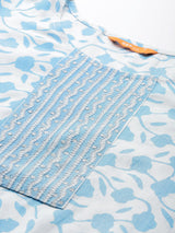 White Printed Cotton Kurta