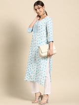 White Printed Cotton Kurta