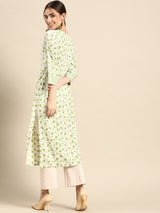 White Printed Cotton Kurta