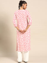 White Printed Cotton Kurta