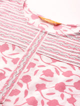 White Printed Cotton Kurta