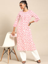 White Printed Cotton Kurta