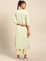 Green Printed Cotton Kurta