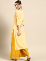 Yellow Printed Cotton Kurta