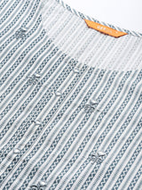 Grey Printed Cotton Kurta