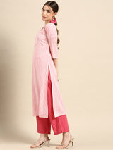 Pink Printed Cotton Kurta