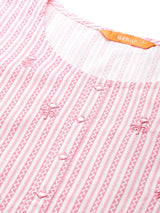 Pink Printed Cotton Kurta