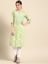 Green Yoke Design Cotton Kurta