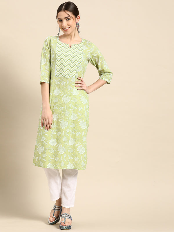 Green Yoke Design Cotton Kurta