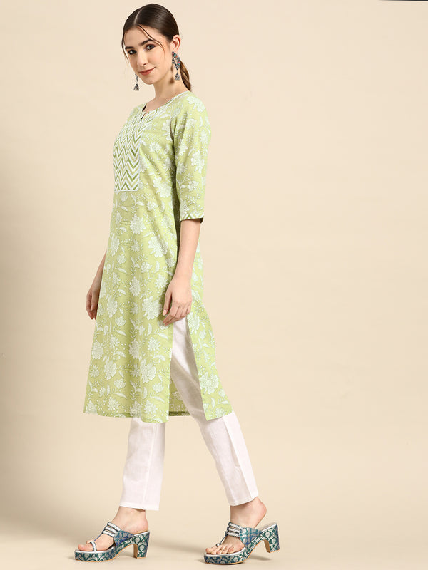 Green Yoke Design Cotton Kurta