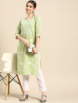 Green Yoke Design Cotton Kurta