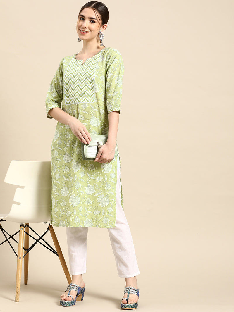 Green Yoke Design Cotton Kurta