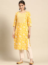Yellow Yoke Design Cotton Kurta