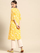Yellow Yoke Design Cotton Kurta