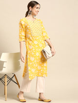 Yellow Yoke Design Cotton Kurta