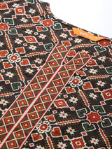 Black Printed Cotton Kurta