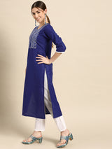 Blue Yoke Design Cotton Kurta