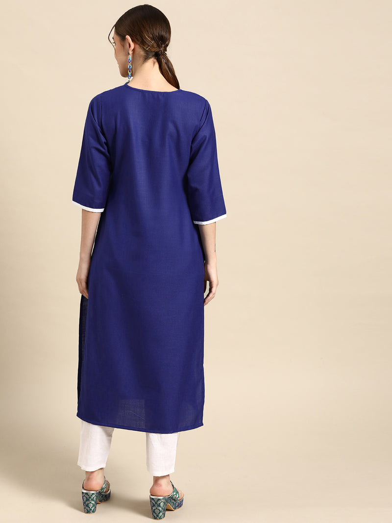 Blue Yoke Design Cotton Kurta