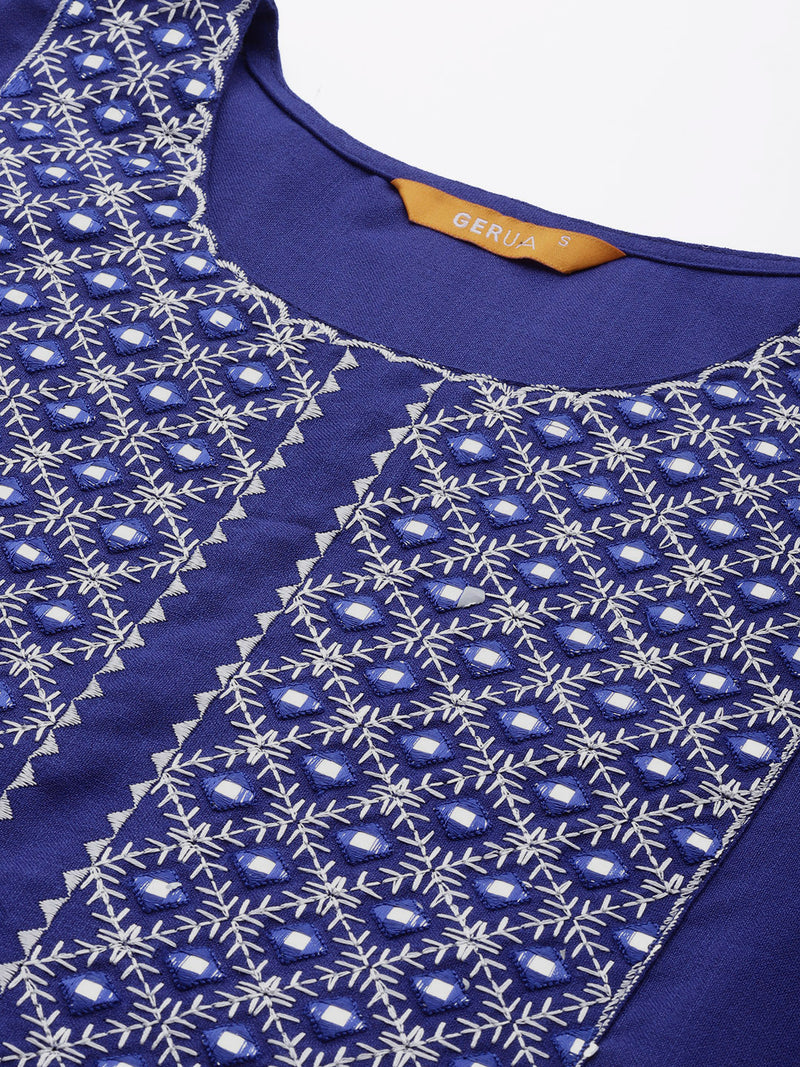 Blue Yoke Design Cotton Kurta