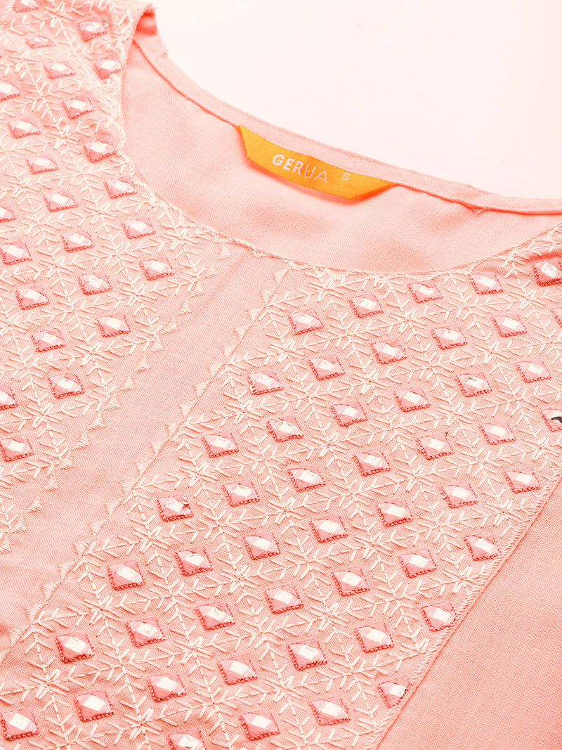 Pink Yoke Design Cotton Kurta