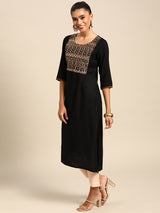 Black Yoke Design Viscose Rayon Kurta