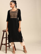 Black Yoke Design Viscose Rayon Kurta