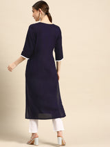 Blue Yoke Design Viscose Rayon Kurta
