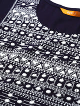 Blue Yoke Design Viscose Rayon Kurta