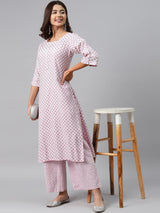 Pink Printed Cotton Kurta
