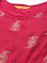 Pink Printed Rayon Kurta