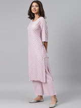 Pink Printed Cotton Kurta