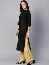 Black Solid Cotton Kurta