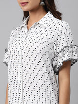 White Printed Rayon Kurta Set