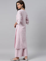 Pink Printed Cotton Kurta