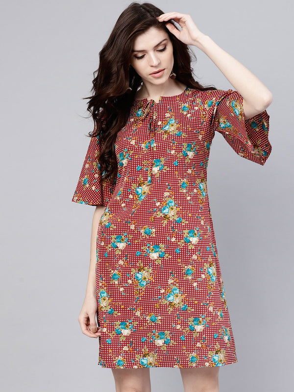 Multicoloured Checkered Crepe Dress