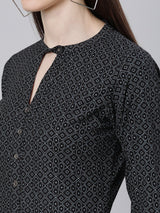 Black Printed Rayon Kurta