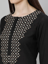 Black Rayon Embroidered Straight Kurta