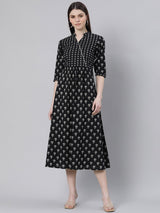 Black Cotton Flared Maxi Dress