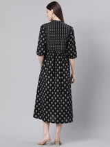 Black Cotton Flared Maxi Dress