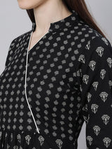 Black Cotton Flared Maxi Dress