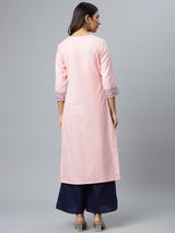 Pink Printed Cotton Kurta