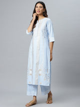 Blue Striped Cotton Kurta