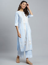 Blue Striped Cotton Kurta