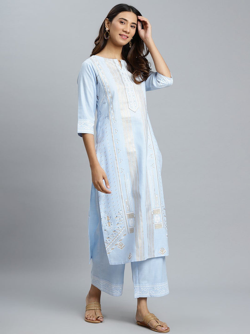 Blue Striped Cotton Kurta