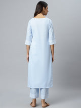 Blue Striped Cotton Kurta
