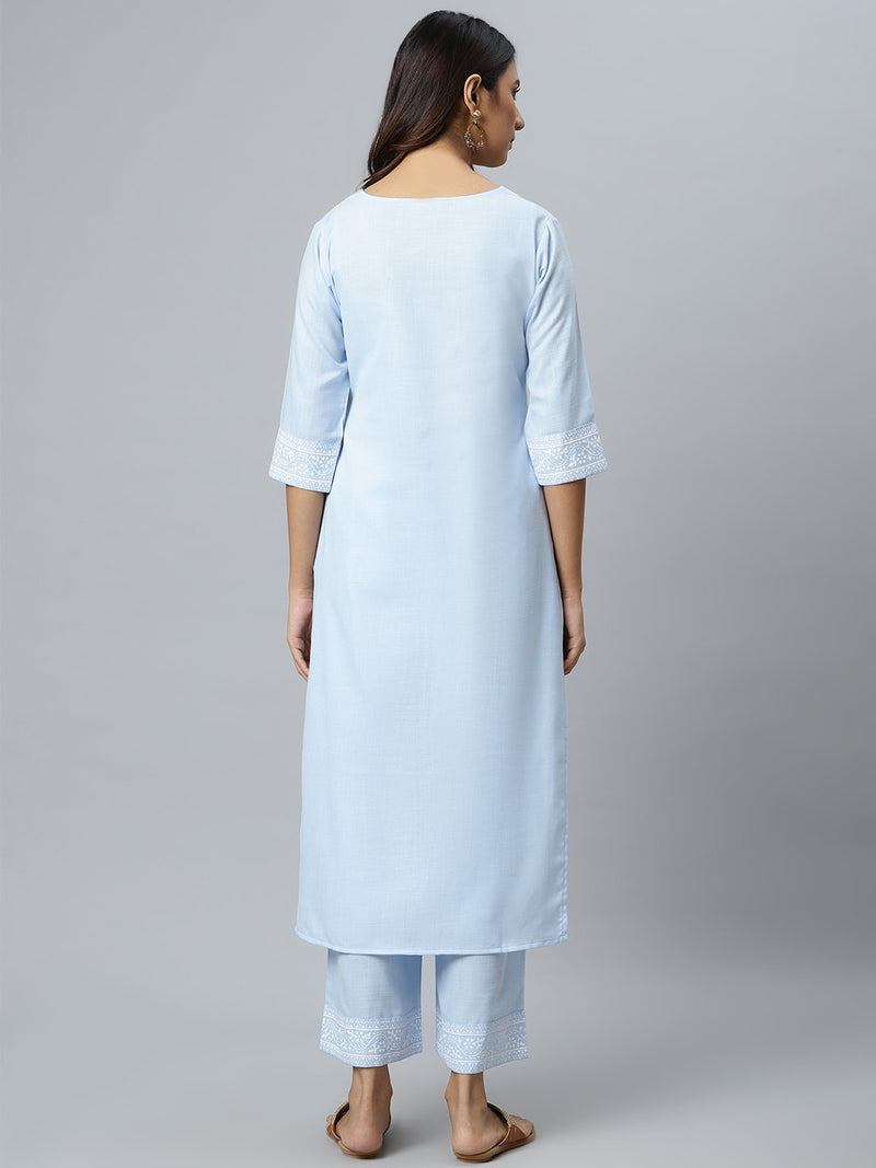 Blue Striped Cotton Kurta