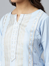 Blue Striped Cotton Kurta