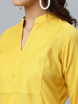 Yellow Solid Cotton Kurta