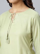 Green Solid Cotton Kurta