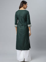 Green Printed Cotton Kurta